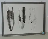 Drei weibliche Figuren by Oscar Wiggli, 1966, ink, offered Sep 2017