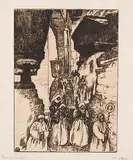 Procession en Valais by Edouard Vallet, 1911, etching, offered Sep 2017