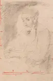 Alter Bauer sitzend betend by Albert Anker, charcoal, sold Jun 2017