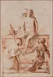 Zugeschrieben Verehrung Christi am Grabe (Christusleichnam, von Maria am Grab gestützt, wird von Donator und hl by Giovanni Francesco Barbieri gen. Guercino, pen and ink, sold Jun 2017