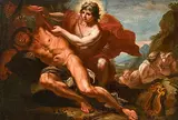 Apoll häutet den Satyr Marsyas by Venedig, 17.Jh., oil on canvas, sold Jun 2017