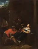 in der Art Fröhliche Gesellschaft in einer Schenke by Jan Miel, oil on canvas, offered Jun 2017