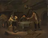 Umkreis Der Falschspieler by Jan Steen, oil on panel, sold Jun 2017
