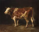 zugeschrieben Kuh im Stall by Friedrich Voltz, oil on canvas, sold Jun 2017