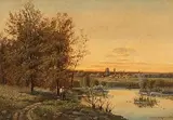 Flusslandschaft mit Anglern by Léon-Victor Dupré, 1855, oil on canvas, sold Jun 2017