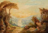 Picknick vor dem Vestatempel in Tivoli (wohl) by Alf Bachmann, oil on canvas, offered Jun 2017