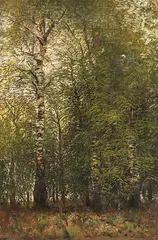 Birkenwald by László Mednyánszky, oil on canvas, sold Jun 2017