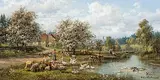 Frühling auf dem Lande by Hubert Kaplan, oil on panel, sold Jun 2017