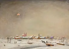Ungarisches Dorf im Winter by Adolf Fényes, oil on canvas, sold Jun 2017
