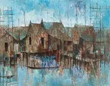 Fischerdorf by Sawat Tantisuk, oil on canvas, sold Jun 2017