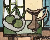 Stilleben mit Krug und Äpfeln by Claude Venard, oil on canvas, offered Jun 2017