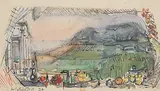 Escise for the national agricultural exhibition of the UdSSR by Alexander Labas, 1937, watercolor, offered Jun 2017