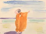 Frau am Strand by Vaszary János, watercolor, sold Jun 2017