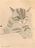 Katze by Vaszary János, ink, sold Jun 2017