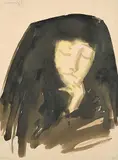 Trauernde Frau by Vaszary János, watercolor, sold Jun 2017