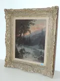 Winterlandschaft mit gefrorenem See by Anton Viktor Steinach, oil on panel, sold Jun 2017