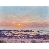 Coast at Sunset by Gary Ray, oil on board, sold Nov 2023