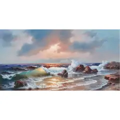 Pacific Sunset by Eugene Garin, 1971, oil on canvas, sold Nov 2023