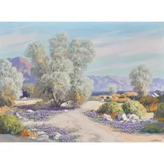 Smoke Trees by Carl Sammons, oil on canvas, sold Nov 2023