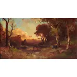 Figures in a Wooded Landscape by Alexis Angelo Podchernikoff, oil on board, sold Nov 2023