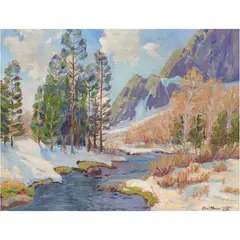 Winter by George Demont Otis, oil on canvas affixed to board, sold Nov 2023