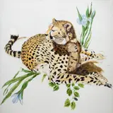 Cheetah and Iris by Bryan Wilson, 1972, oil on canvas, sold Nov 2023
