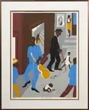 Harlem Street Scene (from People Other Rooms) by Jacob Lawrence, 1975, screenprint, sold Nov 2023