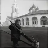 Untitled (Street Sweeper) by Gennady Bodrov, 1990, gelatin silver print, sold Nov 2023