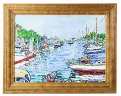 resting boats by Henry Kaplan, oil on canvas, sold Aug 2026