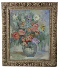 still life in a vase by Eugeniusz Eibisch, oil on canvas on board, sold Aug 2026