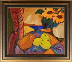 Still Life with Fruit and Flowers by Cornelius Bosch, oil on canvas, sold Sep 2025