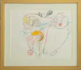 You Need Wheels to Catch Me! by Eva Bouzard-Hui, Mixed Media on Paper, sold Feb 2025