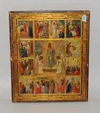 Russisch, um 1900 by Grosse Festtagsikone, tempera, offered Jun 2017