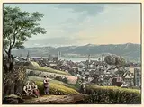 Vue de la Ville et du Lac de Zurich by Johann Ludwig Bleuler, aquatint, sold Jun 2017