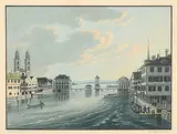 Zurich dessiné depuis l'Hôtel de lÊpée by Salomon Corrodi, aquatint, sold Jun 2017