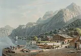 Vue du Port de Fluelen dans le Canton d'Uri by Gabriel fils Lory, aquatint, sold Jun 2017