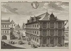 Hotel de la Ville de Zuric by David Herrliberger, etching, offered Jun 2017