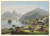 Vue du Lac de Lowerz dans le Canton de Schwyz by Gabriel fils Lory, aquatint, sold Jun 2017