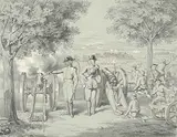 Zürich: "Haubitzen im Gefecht auf der Katz, gegen französische Stellungen im Sihlfeld, 1799 by Johann Conrad Werdmüller, pencil, offered Jun 2017