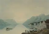 Vue de Brunnen vers le Canton d'Unterwalden by Johann Jakob Wetzel, aquatint, sold Jun 2017