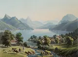 Beckenried lac des IV Cantons by Anton Winterlin, aquatint, offered Jun 2017