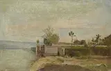 Wäscherin am Ufer des Genfersees by Barthélemy Menn, oil on paper, offered Jun 2017