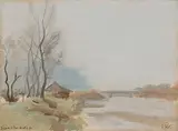 Bords de l'Arve en hiver", 1892 by Edouard Vallet, oil on board, offered Jun 2017