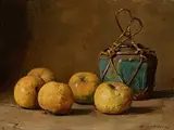 Ingwertopf mit Äpfeln, 1946 by Werner Weber, oil on canvas, offered Jun 2017
