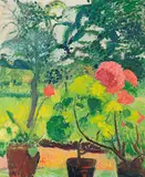 Geranien am Fenster, 1957 by Cuno Amiet, oil on board, sold Jun 2017