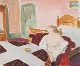 Interieur mit weiblichem Akt by Wilhelm Gimmi, watercolor, offered Jun 2017