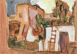 Häuserlandschaft by Carl Walter Liner, 1954, mixed media, offered Jun 2017