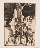 Procession en Valais by Edouard Vallet, 1911, etching, offered Jun 2017
