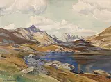 Gotthardpasshöhe by Hans Beat Wieland, 1919, watercolor, sold Jun 2017