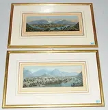 Panorama d'Interlaken & Unterseen, prise de la Goldey" / "Vue d'Jnterlaken et d'Unterseen by Interlaken & Unterseen, aquatint, sold Jun 2017